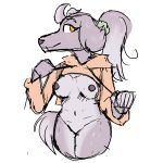  2018 absurd_res anthro bottomless breasts candle_the_saluki canine clothed clothing digital_media_(artwork) dog drawyourfursona esprit-arait female fur hair hi_res hoodie looking_at_viewer mammal meme nipples nude pink_sweater saluki twitter_hoodie 