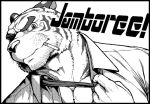  anthro beard cigarette clothing facial_hair feline jin_(artist) logo male mammal necktie scruff shirt tiger 