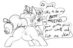  2018 anthro anus blush butt cozy_glow_(mlp) cub dialogue dotkwa english_text equine female greyscale hair_bow hair_ribbon looking_at_viewer looking_back mammal monochrome my_little_pony open_mouth pegasus presenting presenting_hindquarters pussy pussy_juice rear_view ribbons simple_background solo speech_bubble spread_legs spreading standing tail_bow tail_ribbon text white_background wings young 