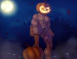  2017 balls blackbear circumcised clothing cock_ring digital_media_(artwork) erection feet food fruit gloves glowing glowing_eyes human leaves legwear male mammal monster moon muscular muscular_male night nipples not_furry nude penis pinup pose pubes pumpkin pumpkin_king red_leaves socks star tree 