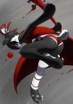  1girl black_hair chinese_clothes fighting furry panda red_eyes short_hair solo sticking unousaya 