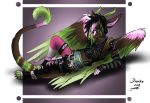  2018 angel_dragon anthro barefoot belt biped clothed clothing diaper digitigrade dragon emo eyewear feathers fur glasses goth hair horn leggings legwear looking_at_viewer lying male multicolored_feathers multicolored_fur multicolored_hair on_back on_ground partially_clothed pinup pose shirt signature simple_background solo source_request twixxel_minty unknown_artist unknown_artist_signature 