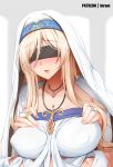  1girl blindfold blonde_hair blush breasts ginhaha goblin_slayer! large_breasts maiden_of_the_sword patreon_username 