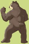  2018 anthro bear belly black_nose butt green_background humanoid_hands kemo_nuko male mammal overweight overweight_male simple_background solo 