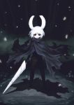  absurdres cape full_body highres hollow_knight jun_(seojh1029) personification standing sword weapon white_hair 