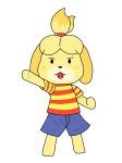  angry animal_crossing anthro canine clean_background clothed clothing cosplay crossdressing earthbound_(series) female fur hair hair_ornament isabelle_(animal_crossing) lucas_(earthbound) mammal nintendo simple_background super_smash_bros video_games windowssa 