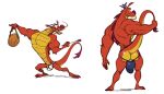  analon_(artist) anthro bulge claws clothed clothing disney dragon eastern_dragon gong horn long_ears male mulan_(copyright) mushu penis_outline scalie smile solo topless underwear whiskers 