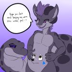  &lt;3 anthro azurathefox belly chimera gradient_background hybrid male merging simple_background speech_bubble tail_maw text transformation what why 