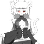  1girl amboynav2 bare_shoulders brown_eyes corset female furry looking_at_viewer no_bra red_eyes simple_background solo tagme tail upper_body white_background 