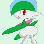  ambiguous_gender blush digital_media_(artwork) gallade humanoid looking_at_viewer looking_back nintendo not_furry oekaki open_mouth pasaran pok&eacute;mon pok&eacute;mon_(species) video_games 