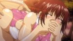  00s animated animated_gif ass ass_grab blush bosshi brown_hair clothed_sex doggystyle mizugi_kanojo mizuho_(mizugi_kanojo) one-piece_swimsuit ponytail see-sex sweat swimsuit 