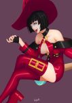  1girl black_hair breasts guilty_gear hat i-no large_breasts tagme underboob witch_hat 