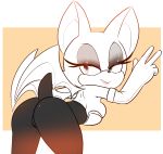  armwear bedroom_eyes breasts butt clothed clothing elbow_gloves eyelashes female gloves half-closed_eyes hearlesssoul looking_back membranous_wings rouge_the_bat seductive solo sonic_(series) wings 