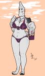  2018 anthro big_breasts black_sclera bra breasts clothed clothing female fully_clothed jewelry lavasi looking_at_viewer morgan_(lavasi) necklace panties piercing purse slightly_chubby solo underwear 