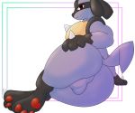  abstract_background athletic backsack balls big_butt butt girly hand_on_butt looking_at_viewer looking_back lucario male nintendo pawpads pok&eacute;mon pok&eacute;mon_(species) presenting presenting_hindquarters seductive simple_background smile solo toot video_games 