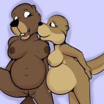  2018 breasts duo female invalid_tag mammal mustelid nude otter pregnant pussy thunderouserections 