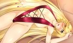  1girl blonde_hair breasts heterochromia hilda_(under_night_in-birth) large_breasts long_hair nail_polish swimsuit tagme under_night_in-birth 