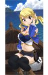  1girl blonde_hair breasts brown_eyes cleavage fairy_tail gaston18 large_breasts lucy_heartfilia midriff navel tagme thighhighs 