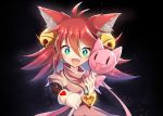  1girl animal_ears bells cat_ears fang gloves green_eyes mad_mew_mew magical_girl pink_hair staff undertale white_gloves 