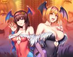  alice_margatroid cleavage cosplay dark_stalkers leotard lilith_aensland morrigan_aensland tagme touhou wings 