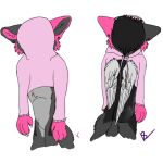  bottomless cholecalciferal cholecalciferal_(artist) clothed clothing ear_gauges fur meme simple_background standing twitter_hoodie wings 