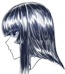  bangs black_eyes black_hair blunt_bangs head hime_cut houraisan_kaguya long_hair looking_to_the_side monochrome portrait profile simple_background sketch solo space_jin touhou white_background 