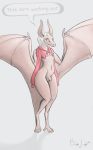  2018 albino anthro bat benign_light big_ears bottomless clothed clothing demon flaccid girly hair horn male mammal penis simple_background solo text twitter_hoodie uncut white_hair white_iris wide_hips wings 