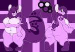  2018 anthro belly big_belly big_breasts big_butt biped breast_rest breasts buckteeth butt chinchilla deep_navel digital_media_(artwork) featureless_breasts featureless_crotch female front_view hair hair_over_eye kingbeast looking_away looking_back mammal navel nude one_eye_covered overweight overweight_female rear_view rodent rookie_(kingbeast) solo teeth thick_thighs voluptuous wide_hips 