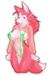  1girl breasts dog furry kazuhiro long_hair pink_eyes pink_hair solo 