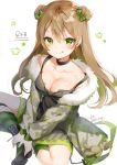  :p bangs bare_shoulders black_choker black_dress black_footwear blush bow breasts brown_hair camouflage_jacket character_name choker cleavage closed_mouth collarbone double_bun dress eyebrows_visible_through_hair fur-trimmed_jacket fur_trim girls_frontline green_bow green_eyes green_hair hair_between_eyes hair_bow highres jacket kneehighs long_hair long_sleeves md5_mismatch medium_breasts mismatched_legwear multicolored_hair puffy_long_sleeves puffy_sleeves rfb_(girls_frontline) shiratama_akane shoes side_bun simple_background sitting sleeveless sleeveless_dress smile solo striped striped_legwear stuffed_animal stuffed_toy teddy_bear tongue tongue_out twitter_username two-tone_hair vertical-striped_legwear vertical_stripes very_long_hair white_background 