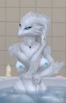  2018 anthro anthrofied bathing bathtub blue_eyes breasts dragon female fur jewelry legendary_pok&eacute;mon necklace nintendo nipples nude pok&eacute;mon pok&eacute;mon_(species) reshiram sitting solo testowepiwko video_games water 