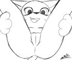  2018 anthro anus black_nose butt digimon digimon_(species) fangs feline female gatomon mammal milesnukem nude open_mouth pussy smile solo tongue tusks whiskers 