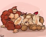  abs balls cum donkey_kong_(character) donkey_kong_(series) funky_kong hyper incest male male/male mammal muscular nintendo nipples oral penis primate uniparasite video_games 