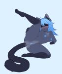  2018 5_fingers anthro areola blue_areola blue_eyes blue_hair blue_nipples blue_pussy breasts cat digital_media_(artwork) feline female hair here-kitty--kitty mammal nipples pussy simple_background solo 