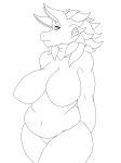  anthro big_breasts black_and_white breasts female heveren line_art lizard monochrome nude overweight reptile scalie simple_background slightly_chubby solo white_background zimaku15 zomzom15 