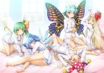  :d ^_^ all_fours antennae arm_up arms_up ass bangs bare_legs barefoot bed_sheet blonde_hair blue_bow blue_eyes blue_hair blue_panties blush bow bow_panties breasts brown_eyes butterfly_wings chima_q cirno closed_eyes clownpiece collarbone commentary_request cup daiyousei eternity_larva eyebrows_visible_through_hair facing_viewer fairy_wings from_behind green_eyes green_hair hair_between_eyes hair_bow hand_up hands_on_headwear hat hat_bow highres holding holding_cup ice ice_wings indoors jester_cap leaf leaf_on_head lily_white long_hair long_sleeves looking_at_viewer looking_back lying mug multiple_girls no_pants on_back on_side open_mouth panties pantyshot pantyshot_(lying) polka_dot_hat red_bow red_eyes red_hat shirt short_hair side_ponytail sitting small_breasts smile striped striped_panties thighs touhou underwear very_long_hair wariza white_hat white_panties white_shirt window wings yellow_bow yellow_panties 