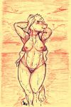  ada_(liebro) anthro assertive beach bikini blush breasts clothing feet female fur hare lagomorph mammal nipples nude seaside showing solo stories_of_the_few surprise swimsuit traditional_media_(artwork) yourfavoritelemonade 