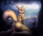  2018 ahegao anthro bad_dragon black_sclera blue_eyes blush breasts butt canine cum cum_inside detailed_background digimon digimon_(species) digital_media_(artwork) dildo female fur graveyard halloween hazelmere hi_res holidays looking_at_viewer looking_pleasured mammal masturbation moon night nipples nude open_mouth outside pussy renamon sex_toy sky solo tongue tongue_out tree tuft white_fur yellow_fur 