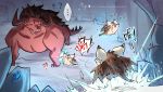  ?? afterimage behemoth_(final_fantasy) bug cave chibi chinese comic highres horns jumping monster monster_hunter monster_hunter:_world nergigante no_humans punching speed_lines spiked_tail spiked_wings sueyen tail translation_request 
