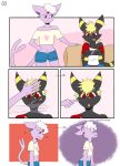  angry anthro anthrofied balga clothed clothing comic duo eeveelution espeon freckles fully_clothed fur girly intermundano male nintendo pok&eacute;mon pok&eacute;mon_(species) simple_background umbreon video_games waving yuno 