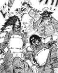  4boys age_difference artist_request crossover gol_d_roger multiple_boys naruto_(series) naruto_shippuuden one_piece senju_hashirama smile source_request uchiha_madara whitebeard 