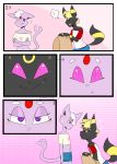  anthro anthrofied balga blush clothed clothing comic eeveelution espeon freckles fully_clothed fur girly hypnosis intermundano male mind_control nintendo pok&eacute;mon pok&eacute;mon_(species) umbreon video_games yuno 