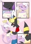  &lt;3 anthro anthrofied balga blush clothed clothing comic eeveelution espeon freckles fully_clothed fur girly hypnosis intermundano male male/male mind_control nintendo pok&eacute;mon pok&eacute;mon_(species) umbreon video_games yuno 