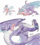  2018 animal_genitalia claws dragon duo erection horn male male/male merging nyhgault open_mouth penis scalie simple_background slit smile solo transformation wings 