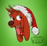  2018 canine dog feral headshot hi_res mammal max_(dr_seuss) open_mouth scuzzyfox simple_background smile solo tongue 