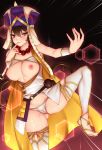  absurdres ass beads breasts brown_eyes brown_hair cameltoe commentary_request fate/grand_order fate_(series) finger_to_mouth genjung hat highres jewelry large_breasts long_hair looking_at_viewer nipples o-ring panties prayer_beads ring solo thighs underwear very_long_hair white_panties xuanzang_(fate/grand_order) 