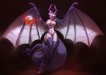  2018 5_fingers anthro demon digital_media_(artwork) female fruitbloodmilkshake horn membranous_wings nude simple_background solo thin_waist wide_hips wings 