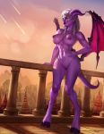  abs breasts draenei evulchibi female hooves horn humanoid mammal not_furry nude pussy solo video_games warcraft winged_humanoid wings 
