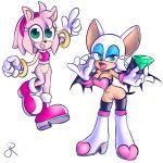  amy_rose bat bottomless clothed clothing female fur hedgehog mammal pink_fur pussy rasenxoru rouge_the_bat sonic_(series) white_fur 