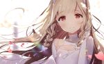  blonde_hair braids close headband long_hair maquia necomi petals red_eyes ribbons sayonara_no_asa_ni_yakusoku_no_hana_wo_kazarou signed tears waifu2x 